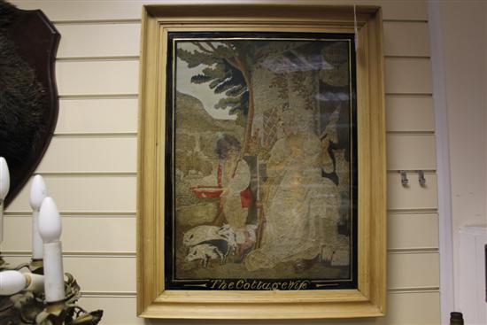 After George Morland. A silk and woolwork picture The Cottage Wife,(-)